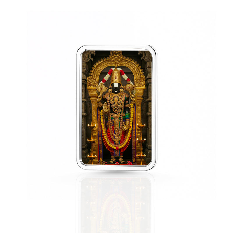 Nipura Grace of Tirupati – Lord Balaji 999 Silver Bar (10g, Acrylic Painted)