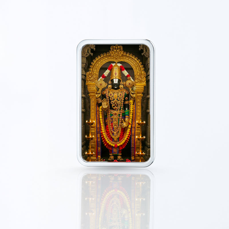Nipura Grace of Tirupati – 5g Lord Balaji 999 Silver Bar (Acrylic Painted)