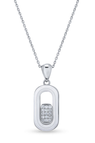 Nipura 925 Sterling Silver Geometric Zircon Pendant Set