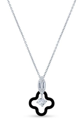 Nipura 925 Sterling Silver Black Clover Pendant Set