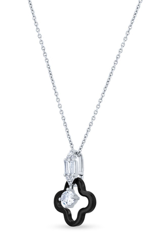 Nipura 925 Sterling Silver Black Clover Pendant Set