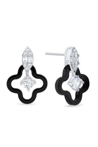 Nipura 925 Sterling Silver Black Clover Pendant Set