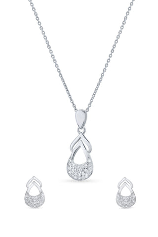 Nipura 925 Sterling Silver Graceful Teardrop Zircon Pendant Set