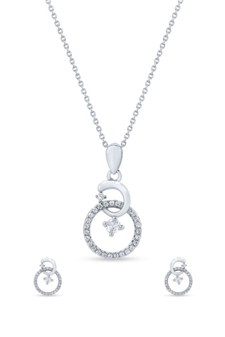 Nipura 925 Sterling Silver Zircon Ring Pendant Set