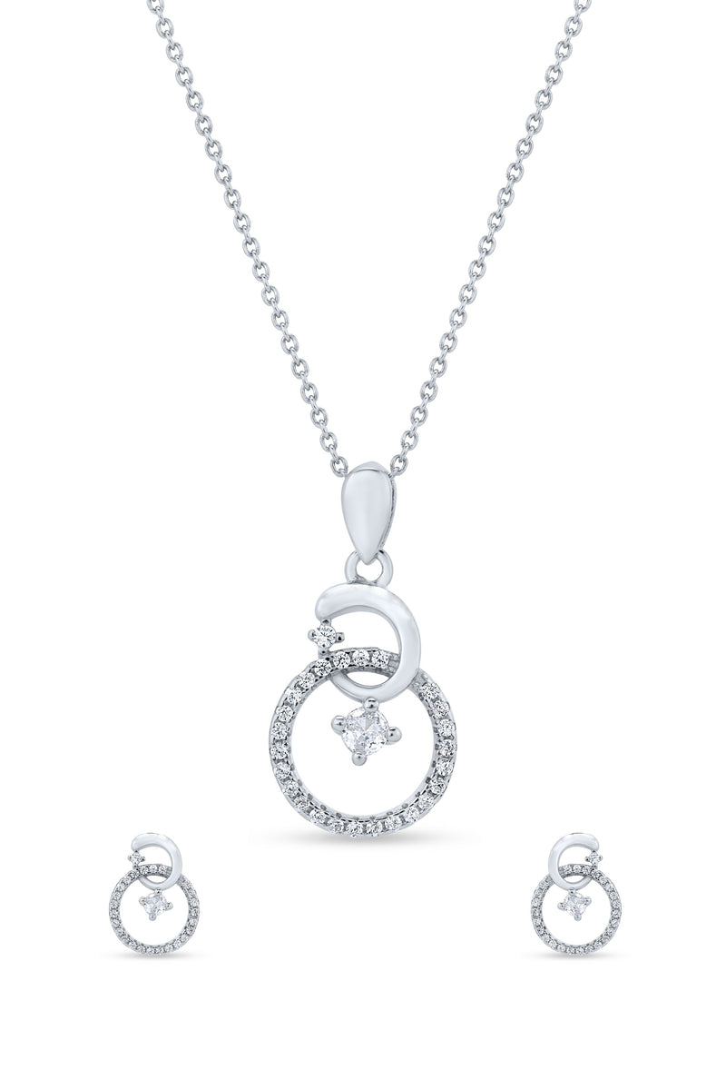 Nipura 925 Sterling Silver Zircon Ring Pendant Set