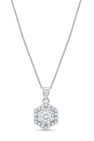 Nipura 925 Sterling Silver Hexagon Zircon Pendant Set