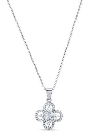 Nipura 925 Sterling Silver Clover Zircon Pendant Set
