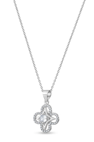 Nipura 925 Sterling Silver Clover Zircon Pendant Set