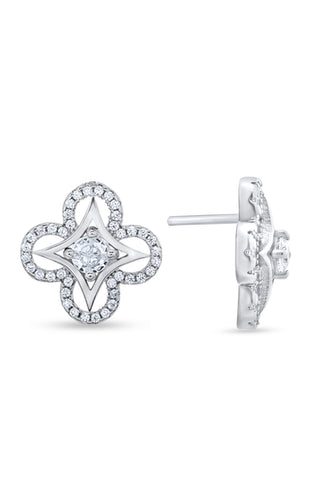 Nipura 925 Sterling Silver Clover Zircon Pendant Set
