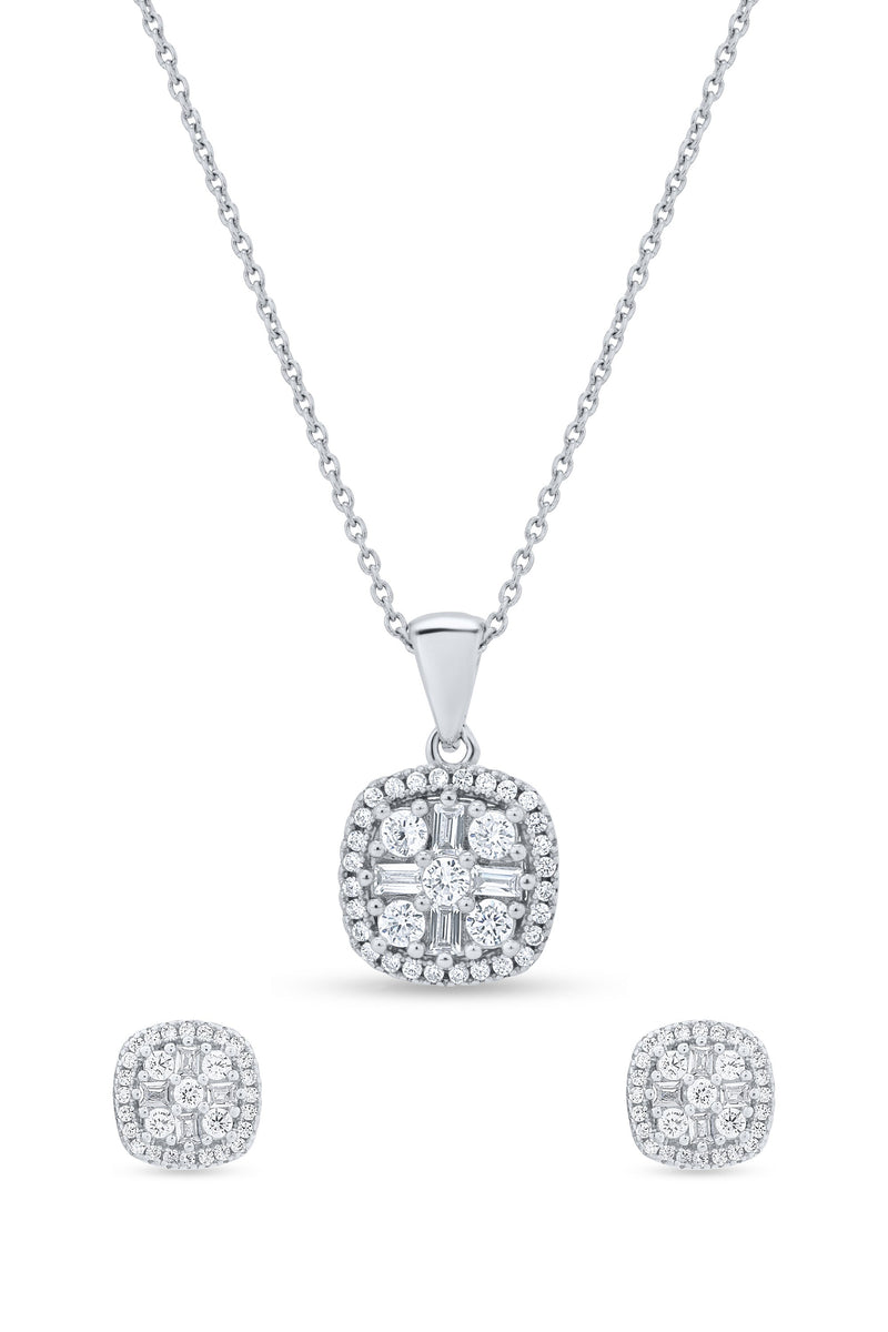Nipura 925 Sterling Silver Classic Zircon Pendant Set