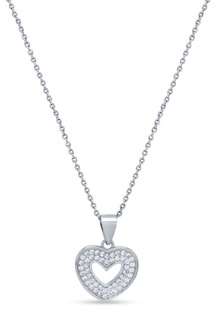 Nipura 925 Sterling Silver Heart Zircon Pendant Set