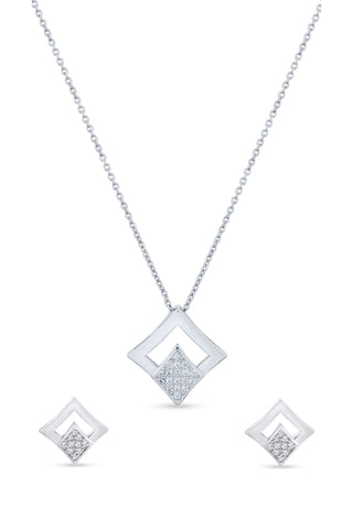 Nipura 925 Sterling Silver Diamond Cut Zircon Pendant Set