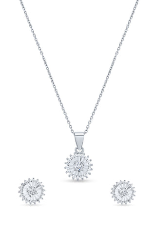 Nipura 925 Sterling Silver Sparkling Sunburst Pendant Set