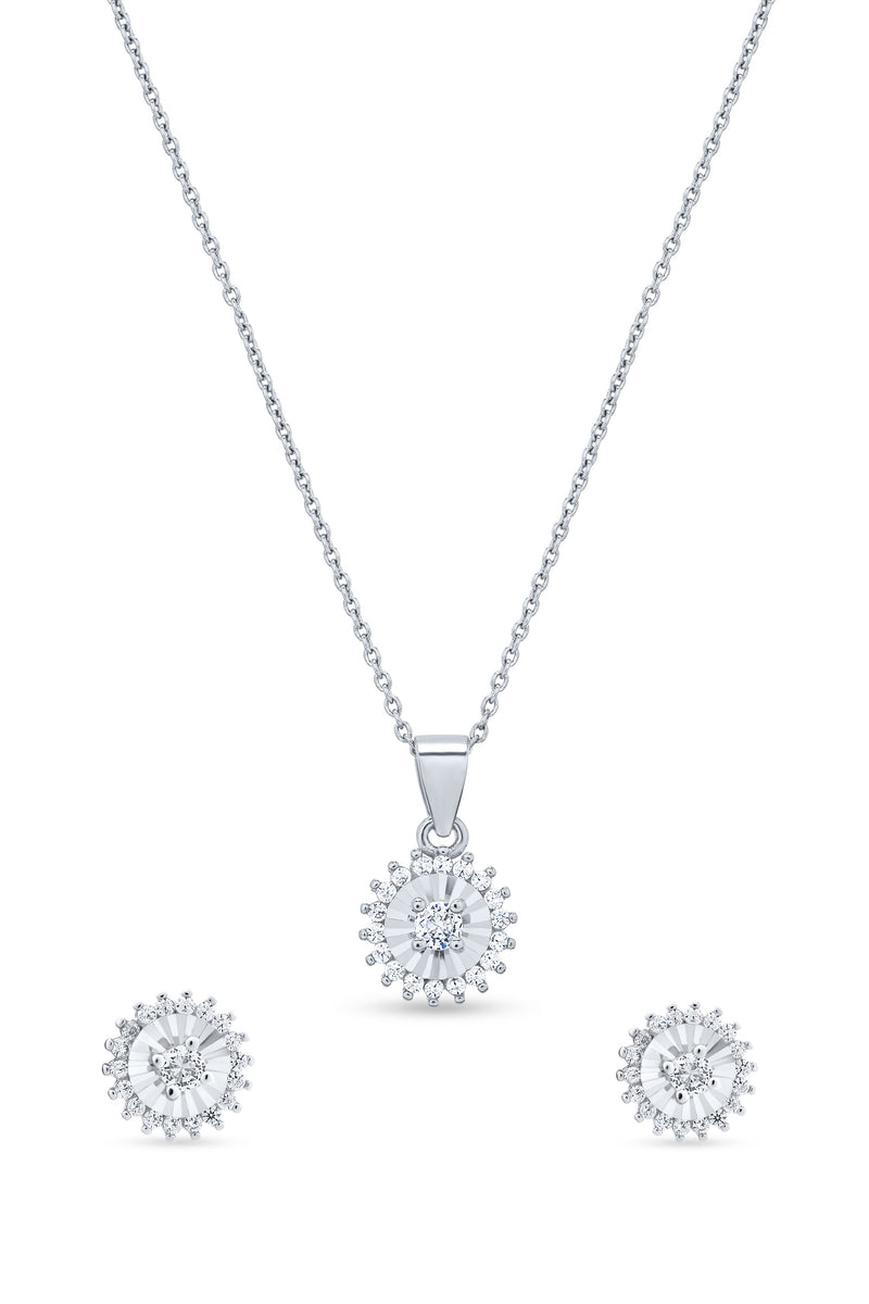 Nipura 925 Sterling Silver Sparkling Sunburst Pendant Set