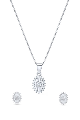 Nipura 925 Sterling Silver Radiant Bloom Zircon Pendant Set