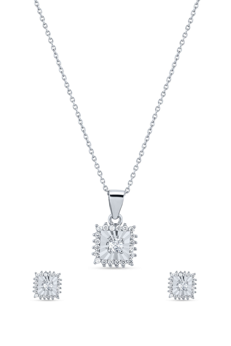 Nipura 925 Sterling Silver Classic Solitaire Pendant Set