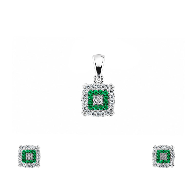 Bottle Green & White Cubic Zirconia Pendant set without Chain
