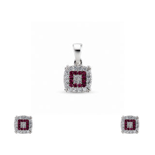 Magenta pink & White Cubic Zirconia Pendant set without Chain