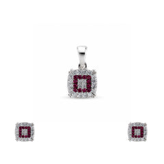 Magenta pink & White Cubic Zirconia Pendant set without Chain