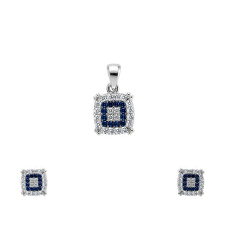 Dark Blue & White Cubic Zirconia Pendant set without Chain