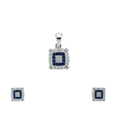 Dark Blue & White Cubic Zirconia Pendant set without Chain