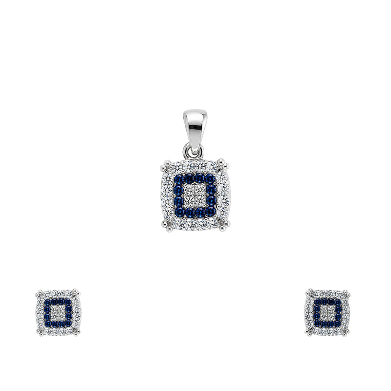 Dark Blue & White Cubic Zirconia Pendant set without Chain
