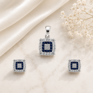 Dark Blue & White Cubic Zirconia Pendant set without Chain
