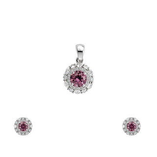 Light Pink & White Cubic Zirconia Pendant set without Chain