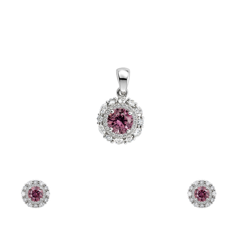 Light Pink & White Cubic Zirconia Pendant set without Chain