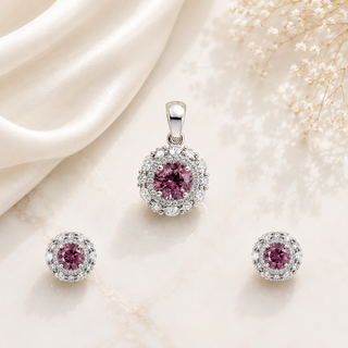 Light Pink & White Cubic Zirconia Pendant set without Chain