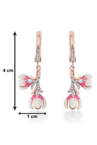 Nipura 925 Sterling Silver Pink Orchid Enamel Bali Earrings