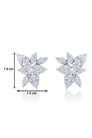 Nipura 925 Sterling Silver Zircon Floral Earrings