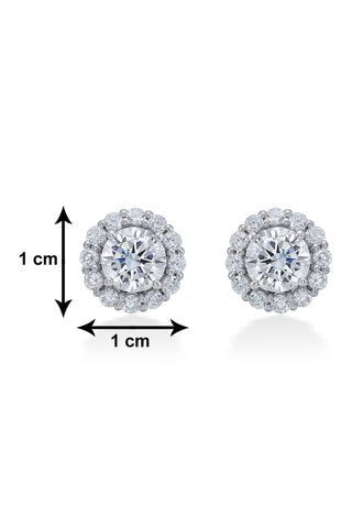 Nipura 925 Sterling Silver Zircon Halo Stud Earrings