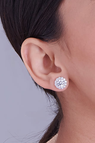 Nipura 925 Sterling Silver Zircon Halo Stud Earrings