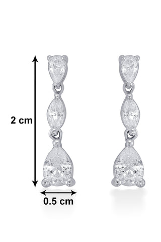 Nipura 925 Sterling Silver Zircon String Stud Earrings