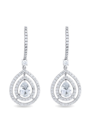 Nipura 925 Sterling Silver Radiant Crystal Drop Earrings – Elegant Sparkling Jewelry for Women, Great for Gifting.