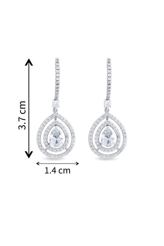 Nipura 925 Sterling Silver Radiant Crystal Drop Earrings – Elegant Sparkling Jewelry for Women, Great for Gifting.