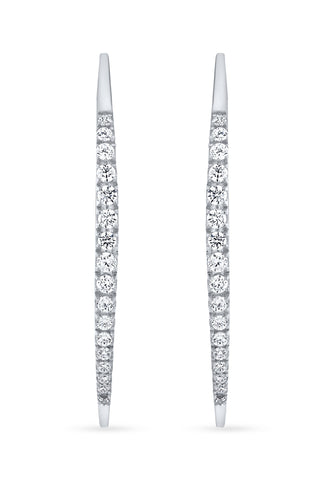 Nipura Elegant Tapered Hoop Earrings in 925 Sterling Silver with CZ Stones