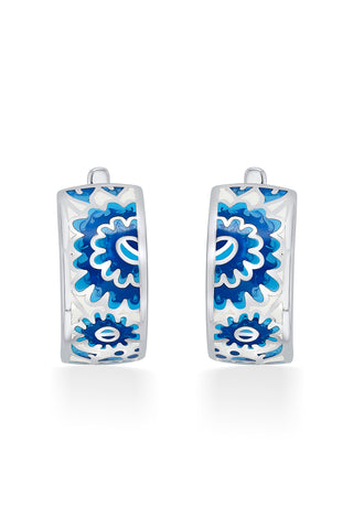 Nipura 925 Sterling Silver Colour Pop Blue Enamel Bali Earrings