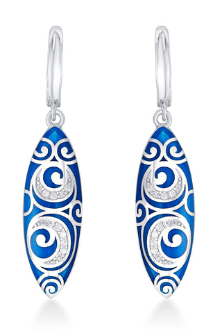 Nipura 925 Sterling Silver Enchanted Blue Enamel Bali Earrings