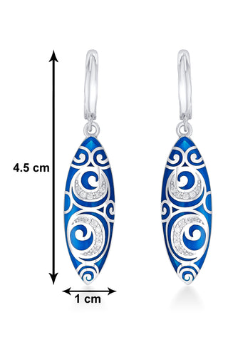 Nipura 925 Sterling Silver Enchanted Blue Enamel Bali Earrings