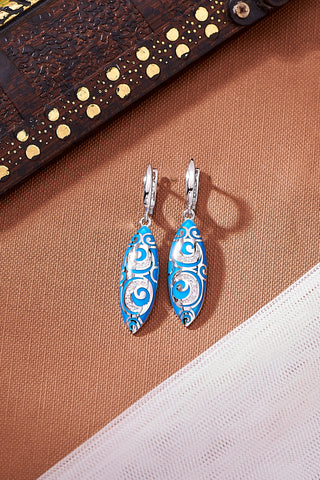 Nipura 925 Sterling Silver Enchanted Blue Enamel Bali Earrings