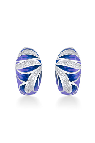 Nipura 925 Sterling Silver Fairy Wings Purple Enamel Bali Earrings