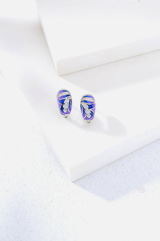 Nipura 925 Sterling Silver Fairy Wings Purple Enamel Bali Earrings