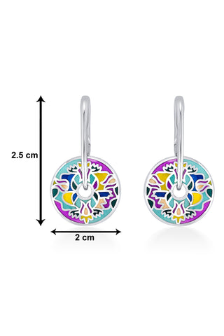 Nipura 925 sterling silver Multicolor Beautifully Crafted Handmade Round Enamel Earrings