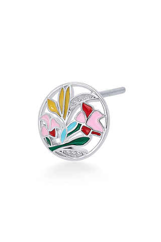 Nipura 925 Sterling Silver Bouquet of Flowers Enamel Bali Earrings