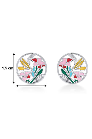 Nipura 925 Sterling Silver Bouquet of Flowers Enamel Bali Earrings