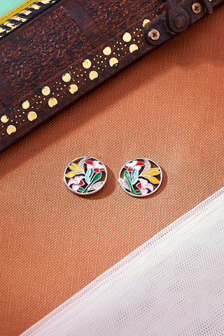 Nipura 925 Sterling Silver Bouquet of Flowers Enamel Bali Earrings