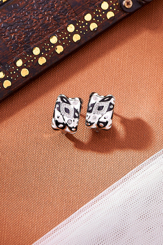 Nipura 925 Sterling Silver Black Untamed Enamel Bali Earrings