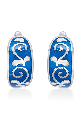 Nipura 925 Sterling Silver Butterfly Blue Enamel Bali Earrings